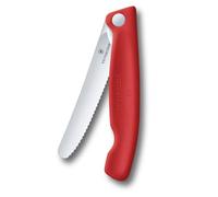 Victorinox Swiss Classic Navaja plegable de picnic para senderismo, fruta, verdura, panecillos, salchichas, filo dentado, extra afilada, Rojo