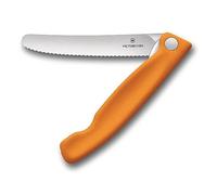 Victorinox Swiss Classic, cuchillo profesional para tomates y mesa, hoja extra afilada, filo dentado, 11 cm, acero inoxidable, naranja