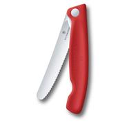 Victorinox Swiss Classic Navaja plegable de picnic para senderismo, fruta, verdura, panecillos, salchichas, filo dentado, extra afilada, Rojo