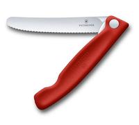Victorinox Swiss Classic Cuchillo de camping, cuchillo de picnic, hoja afilada, filo dentado, 11 cm, acero inoxidable, rojo