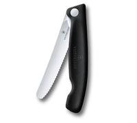 Victorinox Swiss Classic Navaja plegable de picnic para senderismo, fruta, verdura, panecillos, salchichas, filo dentado, extra afilada, Negro