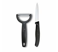 Victorinox Swiss Classic Set de Cuchillo y Pelador, 2 Piezas, Negro | Set de acero inoxidable con hoja afilada y pelador oscilante, ideal para fruta y verdura, Swiss Made