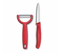 Victorinox Swiss Classic Set de Cuchillo y Pelador para Fruta y Verdura | Duo de acero inoxidable con hoja extra afilada de 8 cm y pelador universal. Mangos ergonómicos y Swiss Made.