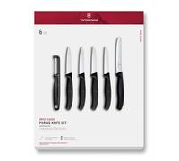 Victorinox Swiss Classic Set de Cuchillos de Cocina y Pelador, 6 Piezas | Set versátil con cuchillos mondadores de sierra y punta central, hojas de acero inoxidable y mango ergonómico negro