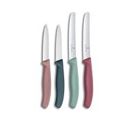 Victorinox Swiss Classic Set de Cuchillos Mondadores de 4 Piezas, Colorido | Ideal para frutas y verduras, hojas de 8 y 11 cm con filo recto o dentado, mangos ergonómicos, Swiss Made