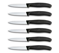 Victorinox Swiss Classic, Set profesional de cuchillos para verdura, 6 piezas, cuchillo universal, punta, hoja afilada, 8 cm, mango de plástico robusto, negro