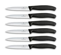 Victorinox Swiss Classic Set profesional de cuchillos para verduras, 6 piezas, cuch. universal, filo dentado y afilado, 10 cm, mango de plástico robusto, negro