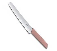 Victorinox Swiss Modern Cuchillo para pan y pastelería, filo dentado, acero inoxidable, color rosa albaricoque