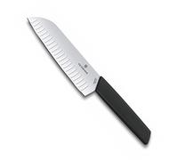 Cuchillo Santoku SWISS MODERN, 17 cm, con estrías ovaladas, negro, Victorinox