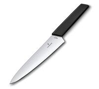 Victorinox Swiss Modern Cuchillo trinchar carne, afilado recto, hoja de acero inoxidable de 19 cm, mango ergonómico de plástico, negro