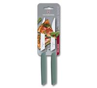 Victorinox Swiss Modern, juego de 2 filetes y pizzas, 12 cm, borde dentado extraafilado, apto para lavavajillas, Sage