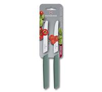 Victorinox Swiss Modern - Juego de cuchillos para tomate y verduras, 2 piezas, 11 cm, borde dentado extra afilado, apto para lavavajillas, salvia