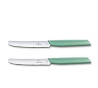 Victorinox Swiss Modern - Juego de cuchillos para verduras (2 piezas, hoja extra afilada, 11 cm, mango de plástico resistente, acero inoxidable, color verde menta)