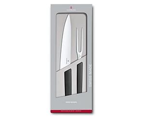 Victorinox Swiss Modern, set de cocina profesional, 2 piezas, extra afilado, acero inoxidable, mango de plástico robusto, negro