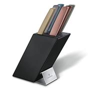 Victorinox Swiss Modern Soporte para 6 cuchillos colores, incluyendo 5 cuchillos de cocina y 1 tenedor, fabricado en madera