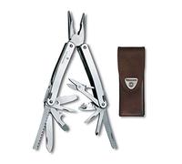 VICTORINOX Herramienta multifunción Swiss Tool Spirit X, 24 funciones, multiherramienta con hoja bloqueable y alicate multiuso de punta fina, incl. estuche de piel, color plata