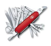 Victorinox Swisschamp, Swiss Army Knife, Navaja multiusos suiza, color Rojo, con Funda de Cuero en Blíster