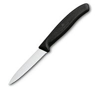 Victorinox SwissClassic - Cuchillo para verdura en punta con filo ondulado, 19 centímetros, color negro