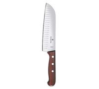 Victorinox Wood, cuchillo Santoku profesional, hoja extra afilada, filo biselado, 17 cm, elegante mango de madera, acero inoxidable, marrón