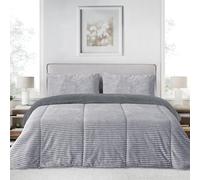 Victorio & Lucchino V&L Edredón Comforter Jaspeado con Reverso de Borreguito - 700 g/m² Relleno Fibra - Extra Suave, Cálido y Ligero - Incluye Funda(s) de Cojín - 80722-GRIS-90