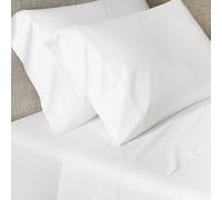 Victorio & Lucchino V&L Juego de Sábanas de Hostelería 100% Algodón Blanco - Suaves, Transpirables y Resistentes - Incluye Encimera, Bajera Ajustable y Funda(s) de Almohada | Cama 150cm (1 Almohada)