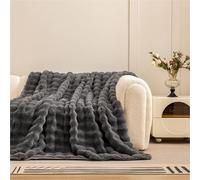 Victorio & Lucchino V&L Manta Imitación Piel de Conejo con Burbujas. Super Suave, Cálida y Gruesa con Reverso de Sedalina (VL-80527) (Gris Granito, 130x160cm)