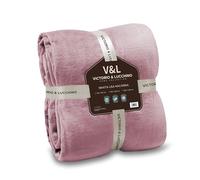 Victorio & Lucchino V&L Manta Lisa Extra-Suave 350g para Sofá para Cama. Cálida con Reverso sin Borrego. Transpirable para Invierno (80525-ROSA, 130x160 cm)