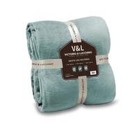 Victorio & Lucchino V&L Manta Lisa Extra-Suave 500g para Sofá para Cama. Cálida con Reverso sin Borrego. Transpirable para Invierno (80525-AQUA, 220x240 cm)