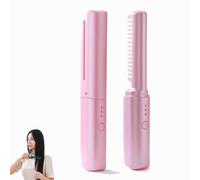 Victoriousact Comb, Victoriousact Hairdressing Comb, Mini Dual Purpose Curling Iron, Victoriousact Hot Comb with Anti-Scalding Shell (Pink)