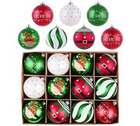 Victor's Workshop WKD25PB-0098 - Bolas de Navidad para decoración navideña, 12 unidades, 6 cm, con paquete de regalo, decoración para árbol de Navidad con colgador, color rojo, verde y blanco (M