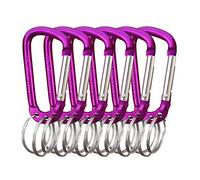 VictorsHome Mosquetón Clip Llavero, Forma D Aleación de Aluminio Multifunción Gancho con 3 Llaveros Púrpura 6pcs