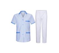 Victory Camisa raya Y PANTALÓN SANITARIOS UNISEX - T820&8312 (Blanco y azul -2-4, L)