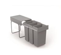 Victory Cubo de basura empotrable Bio Trio de 30 litros, color gris aluminio