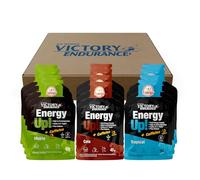 Victory Endurance PACK 12x40g Energy Up Gel con Cafeína - Mix 3 sabores (Cola, Mojito, Tropical). Energía rápida. Alto en Carbohidratos (ratio 2:1:1). Con Extra de Sodio. Fácil de tomar. Sin Gluten.