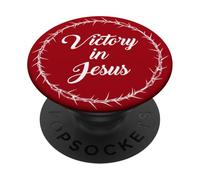 Victory in Jesus - Passover Easter Crown Thorns Praise Red PopSockets PopGrip Adhesivo