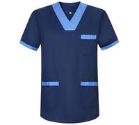 Victory KAIXUAN - Casaca Sanitaria Bicolor Unisex DE Uniforme MÉDICO Enfermera Dentista ESTÉTICA Veterinaria - Uniforme Laboral Limpieza HOSTELERÍA - Serie 8171 (Azul Marino -8, XS)