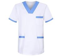Victory KAIXUAN - Casaca Sanitaria Bicolor Unisex DE Uniforme MÉDICO Enfermera Dentista ESTÉTICA Veterinaria - Uniforme Laboral Limpieza HOSTELERÍA - Serie 8171 (Blanco -2, XXL)