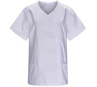 Victory KAIXUAN - Casaca Sanitaria SEÑORA Cuello Pico con VICO EN Contraste EN Cuello Pecho Y Abdomen - Uniforme MÉDICO Enfermera Dentista ESTÉTICA Limpieza HOSTELERÍA - Serie Q8119 (Blanco -2, L)