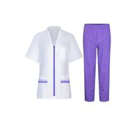 Victory Uniforme Sanitario Mujer Profesional Médico Cómodo Transpirable Resistente Uso Diario Hospital Clínica Laboratorio Trabajo Algodón Poliester Cremallera Lavable 702-8312 (Violeta -13, L)