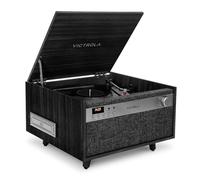 Victrola Century 6-in-1 Vinyl Record Player & Music Center - 3-Speed Turntable, CD & Cassette Player, VINYLSTREAM, Bluetooth & 3.5mm Aux, Record Player with Speakers, Mid Century Design, Black