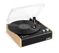 Victrola Eastwood - Tocadiscos Bluetooth con Plato de 3 velocidades, cápsula MM Premium, transmisión inalámbrica de Vinilo, Tapa Antipolvo Desmontable y Altavoces Integrados (Bambú)