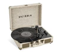 Victrola Journey+ Signature - Tocadiscos de Vinilo de Maleta de 33-1/3, 45 y 78 RPM, conectividad Bluetooth y Altavoces Integrados, Salida RCA estéreo, Acabado Lino, Color Crema