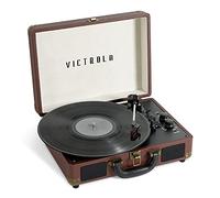 Victrola Journey+ Tocadiscos de Maleta con Bluetooth y Plato Giratorio de Tres velocidades | MARRÓN Oscuro | VSC-400SB-MAG