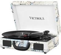 Victrola Suitcase, Tocadiscos Portátil Bluetooth 3 Velocidades, Retro Map
