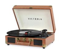 Victrola Journey - Tocadiscos portátil Tipo Maleta Bluetooth con Altavoces Integrados, 3 velocidades, Salida RCA y Jack para Auriculares (Marrón)