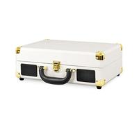 Victrola Journey - Tocadiscos portátil Tipo Maleta Bluetooth con Altavoces Integrados, 3 velocidades, Salida RCA y Jack para Auriculares (Blanco)