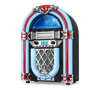 Victrola Jukebox de madera nostálgica con Bluetooth incorporado en plata