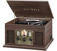 Victrola Nostalgic Classic Wood 6 en 1 - Tocadiscos con Bluetooth, Centro de Entretenimiento, Color Espresso