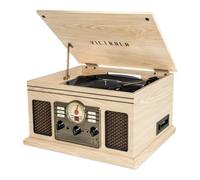 Victrola Nostalgic - Reproductor de Discos Bluetooth 6 en 1 y Centro Multimedia con Altavoces Integrados, Tocadiscos de 3 velocidades, Reproductor de CD y Casete, Radio FM, transmisión de música