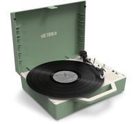 Victrola Re-Spin - Tocadiscos de Vinilo de Maleta sostenible, 3 velocidades (33 1/3, 45 y 78 RPM), Mesa giratoria Bluetooth accionada por Correa con radiador de Graves Integrado, Conector para